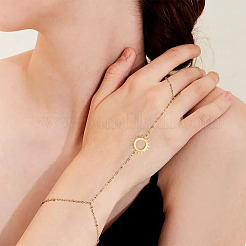 304 Stainless Steel Sun Link Chain Ring Bracelets for Women&nbsp;BJEW-TAC0055