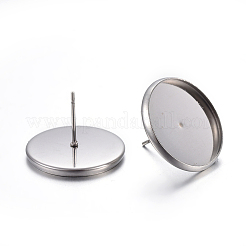 Flat Round 304 Stainless Steel Stud Earring Settings&nbsp;STAS-I323-4mm-P