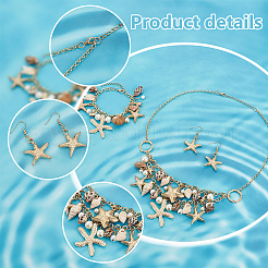 Natural Shell & Starfish Beach Jewelry Set&nbsp;SJEW-PH0001-14