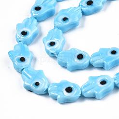 Handmade Evil Eye Lampwork Beads Strands&nbsp;LAMP-WH0006-06F