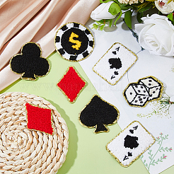 21Pcs Gamble Theme Polyester Embroidery Cloth Iron On/Sew On Patches&nbsp;DIY-FH0009-63