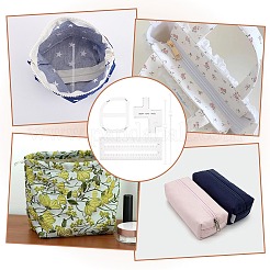 カスタムアクリルテンプレート定規  箱型バッグツール  縫製用具  長方形  透明  280x100x2.5mm  1 PC&nbsp;DIY-PH0023-94