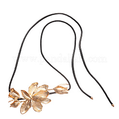 Tulip Flower Alloy Black Imitation Leather Cord Knot Tie Chain Belts for Women&nbsp;FS-WG2D014-01