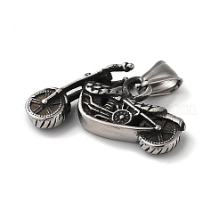 304ステンレスペンダント  バイクの魅力  アンティークシルバー  22x35x8.5mm  穴：8x3.5mm&nbsp;STAS-D014-22AS