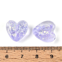手作りのホイルランプワークビーズ連売り  ハート  ライラック  15x15x9~10mm  穴：1.4~1.5mm  約21~26個/連  11.22~14.17''（28.5~36センチメートル）&nbsp;FOIL-T008-08F