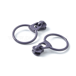 合金ジッパー  レジンプラー付き  ラウンド  カドミウムフリー＆鉛フリー  グレー  37mm  リング：31.5x23.5x1.5mm  ジッパープラー：10.5x9x7.5mm&nbsp;PALLOY-WH0079-16P-RS