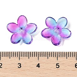 透明スプレーペイントガラスビーズ  花  パープル  15.5x16x3.5mm  穴：1.8mm&nbsp;GLAA-Z011-07K