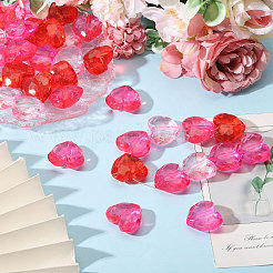 80Pcs 4 Colors Transparent Acrylic Heart Beads&nbsp;OACR-CA0001-23