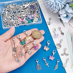 72Pcs Glass Butterfly & Alloy Pendant Decorations&nbsp;HJEW-PH0001-96