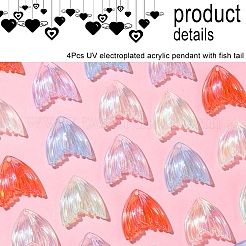 24Pcs 6 Colors UV Plating Rainbow Iridescent Transparent Acrylic Pendants&nbsp;PACR-FS0001-02