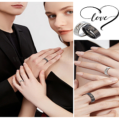 4Pcs 2 Colors Word I Love You Stainless Steel Couple Finger Rings&nbsp;RJEW-LP0001-23