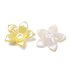 UVメッキ不透明アクリルビーズ  虹色の  花  グラデーションカラー  きいろ  21.5x23x5mm  穴：2.5mm&nbsp;AC-CBA99FE-04-C