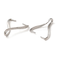 Rhodium Plated 925 Sterling Silver Micro Pave Clear Cubic Zirconia Ice Pick Pinch Bails&nbsp;X-STER-NH0001-52P