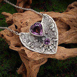Alloy Amethyst Rhinestone Heart Pendant Necklaces for Women&nbsp;FS-WG5DD6E-01