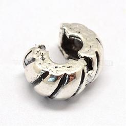 合金ヨーロピアンスタイルクラスプ  ロンデル  アンティークシルバー  10.5x6.5mm  穴：3mm&nbsp;PDLC-R001-23AS