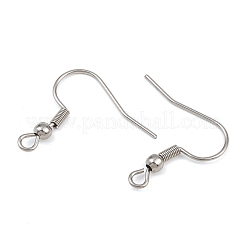 変色しにくい304ステンレススチール製ピアスフック  耳ワイヤー  水平ループ付き  ステンレス鋼色  21x22mm  穴：2mm  21ゲージ  ピン：0.7mm&nbsp;STAS-R044