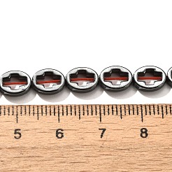 電気めっき合成非磁性ヘマタイト ビーズ 連売り  クロスとオーバル  ガンメタ色メッキ  8x6x2.5mm  穴：0.6mm  約49個/連  15.35''（39センチメートル）&nbsp;G-L613-Z01-01M