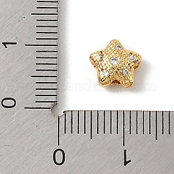 真鍮製マイクロパヴェキュービックジルコニアビーズ  ゴールドカラー  透明  スター  7.5x8x4mm  穴：1.2mm&nbsp;KK-D262-06G-01