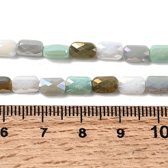 電気メッキガラスビーズセット  多面カット  長方形  アクアマリン  7x4.5x3.5mm  穴：1mm  約30個/連  8.35''（21.2センチメートル）&nbsp;EGLA-P065-02A-08