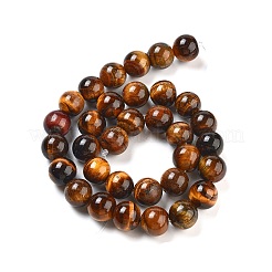 天然石タイガーアイラウンドビーズ連売り  12mm  穴：1.2mm  約31~32個/連  14.9インチ&nbsp;X-G-R200-12mm