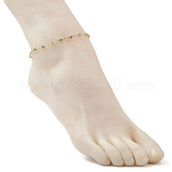 Handmade Evil Eye Lampwork Brass Link Chain Anklets for Women&nbsp;AJEW-AN00715-03