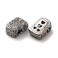 真鍮ビーズ  カドミウムフリー＆ニッケルフリー＆鉛フリー  テクスチャ  長方形  ガンメタ色  12.5x9x6mm  穴：3.5x2.5mm&nbsp;KK-H455-06B
