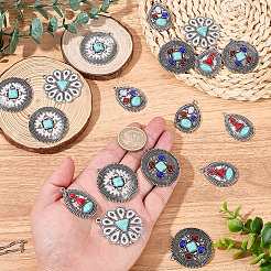 20Pcs 5 Styles Retro Alloy Pendants&nbsp;TIBEP-SC0003-58