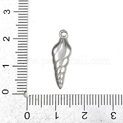 304ステンレスペンダント  巻貝チャーム  ステンレス鋼色  22x7x3mm  穴：1.2mm&nbsp;STAS-G363-14P
