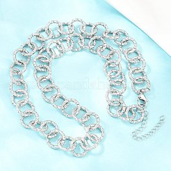 12mm 304ステンレススチール テクスチャリングリンクチェーンネックレス（女性用）  変色しない  ステンレス鋼色  17.72インチ（45cm）&nbsp;NJEW-Z115-11P