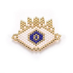 MIYUKI＆TOHO手作り日本のシードビーズリンク  織機模様  目  藤紫色  24~25x34~35x1.7mm  穴：1.8mm&nbsp;SEED-A029-BD14