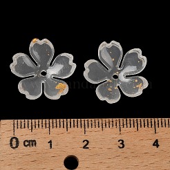 アクリルビーズキャップ  花  金粉付き  ホワイト  19x6mm  穴：1.6mm  約1250個/500g&nbsp;OACR-H056-01A