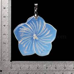 オパールペンダント  花のチャーム  プラチナメッキ鉄とベイルにスナップ  46x47.5x7.5mm  穴：6x4mm&nbsp;G-B040-01P-20