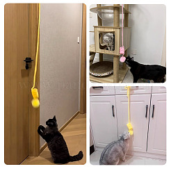 布製＆鉄製スプリングボール猫用おもちゃ 3個 3色  子犬のペットのおもちゃ  退屈を和らげる  ミックスカラー  1430mm  1pc /カラー&nbsp;AJEW-TA0002-21