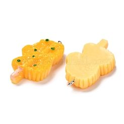 樹脂チャーム  鉄パーツ  模造食品  野菜カボブ  ゴールド  35x21x7mm  穴：2mm&nbsp;RESI-D053-07P