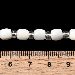 天然トロチッドシェル/トロカスシェルビーズ連売り  シードビーズで  バレル  ホワイト  6x5.5~6mm  穴：1mm  約20個/連  6.97''（17.7センチメートル）&nbsp;BSHE-A002-01A