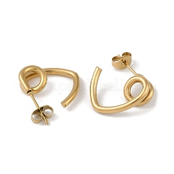 PVD Vacuum Plating 201 Stainless Steel Heart Stud Earrings&nbsp;EJEW-I309-38G