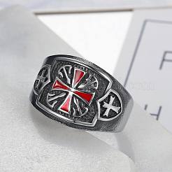 男性用304ステンレススチールエナメル指輪  クロス  ステンレス鋼色  usサイズ10（19.8mm）&nbsp;WGA2CE5-01