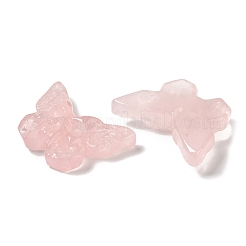 天然石ローズクォーツペンダント  スカルが彫刻された蝶のチャーム  25.5~26x37x7~9mm  穴：1.5~1.6mm&nbsp;G-C091-04C