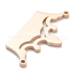 イオンプレーティング（IP）304ステンレスペンダント  クラウン  ローズゴールド本金メッキ  15x30x1.5mm  穴：1.2mm&nbsp;STAS-B016-09RG