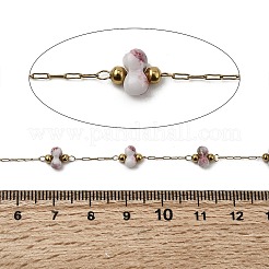 Handmade 304 Stainless Steel Porcelain Beaded Round Link Chains&nbsp;CHS-L032-16G-01