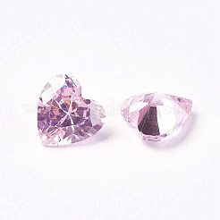 キュービックジルコニア尖底カボション  ハート  多面カット  パールピンク  5x5x3mm&nbsp;ZIRC-WH0001-C04
