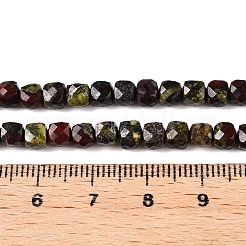 天然石ドラゴンブラッドビーズ連売り  多面カット  キューブ  3.5~4x3.5~4x3.5~4mm  穴：0.8mm  約92~105個/連  14.96~15.35インチ（38~39cm）&nbsp;G-N342-115