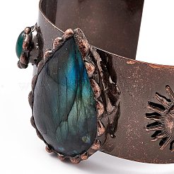 Natural Labradorite Open Cuff Bangles&nbsp;BJEW-A130-01
