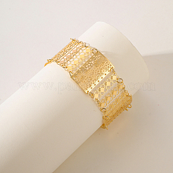 女性用中空真鍮フラワーワイドリンクブレスレット  ゴールドカラー  内径：7-5/8インチ（19.5cm）&nbsp;AW7314