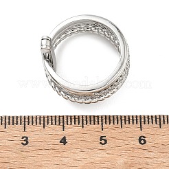 多層構造の真鍮製マイクロパヴェクリアキュービックジルコニアリング  プラチナ  16mm  usサイズ8 1/2(18.5mm)&nbsp;KK-H279-12P