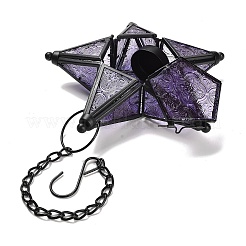 Pentagonal Star Embossed Glass Candle Holder&nbsp;AJEW-NH0001-03A