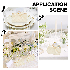 ハンドバッグ型キャンディー包装箱  結婚披露宴のギフト用の箱  リボンとあなたにぴったりの言葉付き  リネン  完成品：13x7.5x6.5cm&nbsp;CON-WH0086-039A