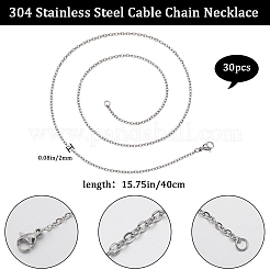 30Pcs 304 Stainless Steel Flat Cable Chain Necklaces Set&nbsp;STAS-BBC0005-02