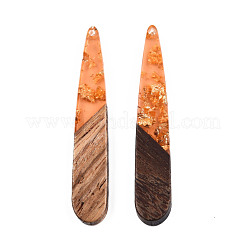 Transparent Resin & Walnut Wood Pendants&nbsp;RESI-S389-039A-B04