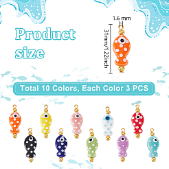 Hand Painted Polka Dot Evil Eye Fish Shaped Glazed Porcelain Pendants&nbsp;PALLOY-GA00055